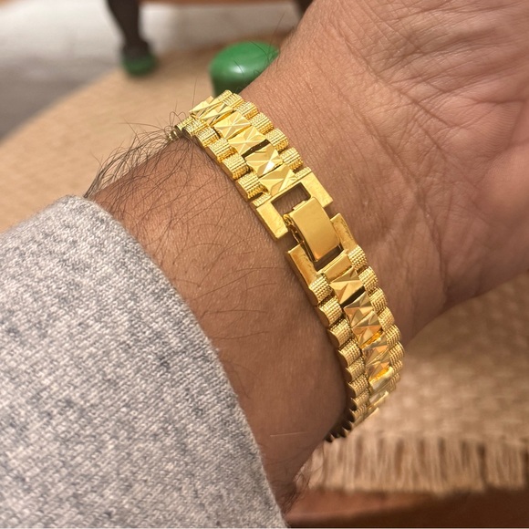 Men’s Bracelet, 24k Duabi Gold Plated Bracelet, Men’s Gold Bracelet Gift for him - Picture 3 of 7